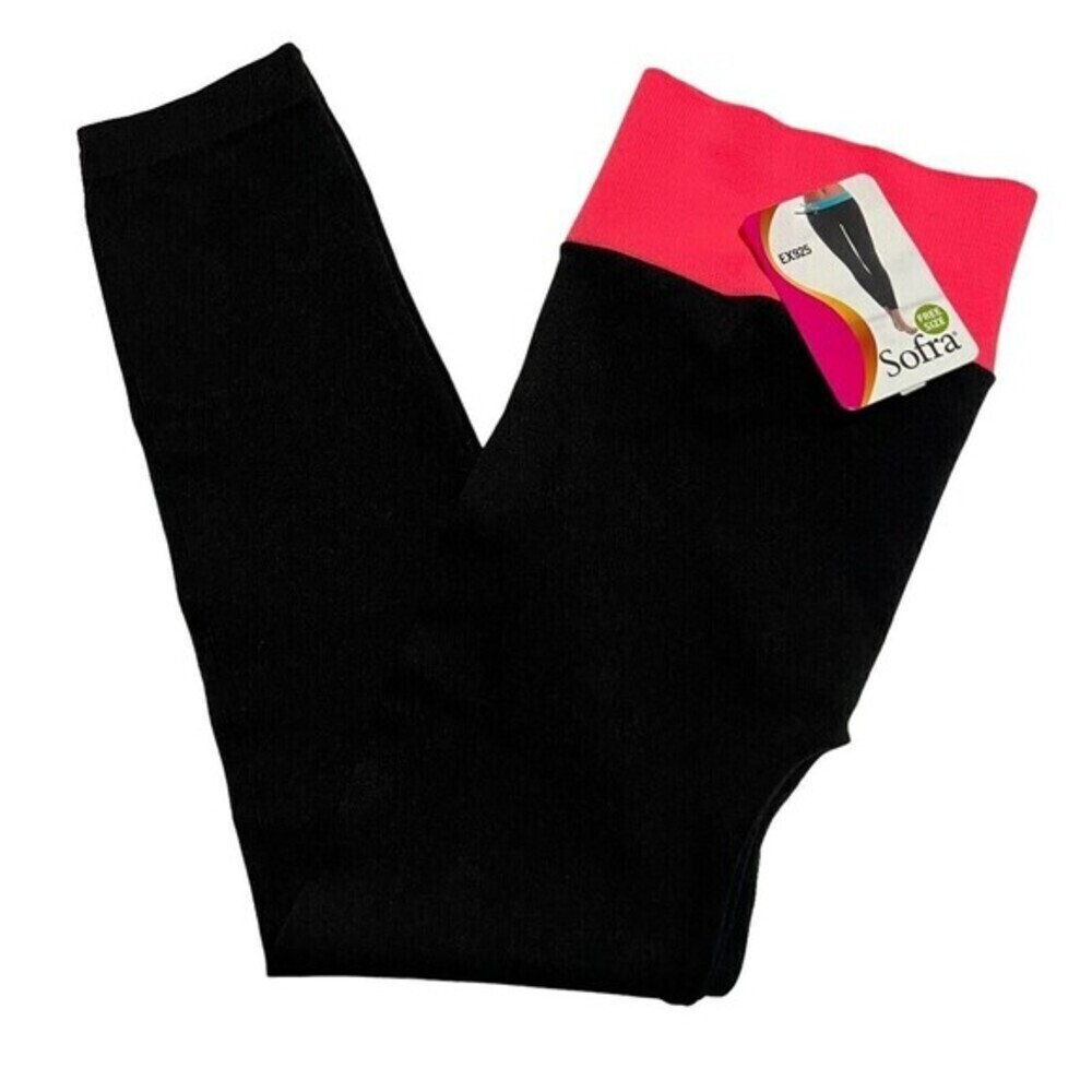 Sofra‎ Leggings - Ladies Stretch Capri Leggings One Size EX925 Hot Pink / Black - Picture 10 of 11